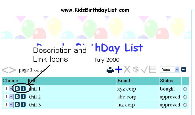 image showing description and link icons